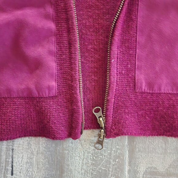 Jaclyn Smith Womens Faux Suede Zip-Up Jacket Knit Sweater Large - Picture 8 of 8